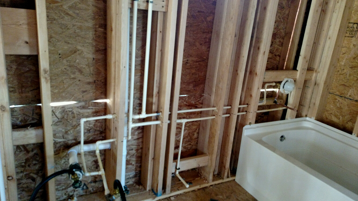 New House Plumbing Rough-In For Bath