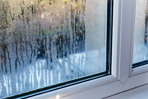Condensation on a window.